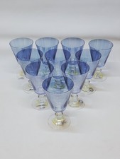 10 Grand Verres À Pied À Eau En Cristallin Bleu Irisé Rona Côté Table