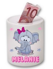 Tirelire enfant Eléphant fille personnalisée avec prénom – Cadeau original