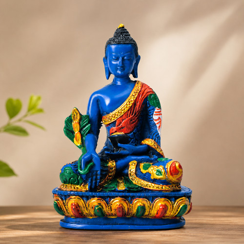 Handmade buddha statue blue - buddha,