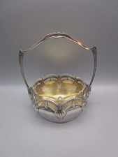 Coupelle/Panier de table art deco ancien en métal argenté et cristal