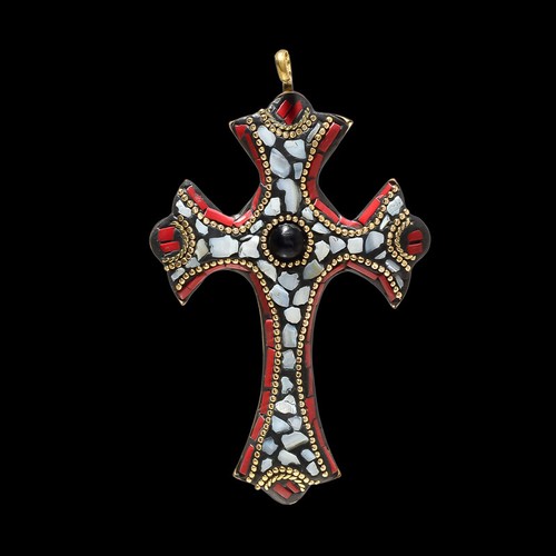 Pendentif croix boho fait main - pendentif,