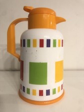 Thermos cruche verseuse orange et blanche style vintage