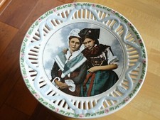 SARREGUEMINES ANCIENNE PETITE ASSIETTE FAIENCE AJOUREE ALSACE LORRAINE 17,5 cm