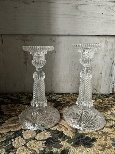 Paire bougeoirs verre - de,