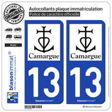 2 Sticker autocollant plaque immatriculation | 13 Croix Camarguaise