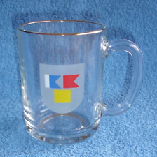 Mug Chope en verre transparent, Décor Drapeaux sur Ecusson, Mobil, Bord Filet Or