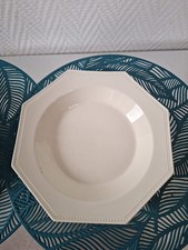 Lot 2 assiettes Creuses octogonales Creil & Montereau  perles Ivoire