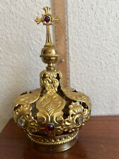 Couronne de statue Vierge  laiton doré , verre et strass Religiosa