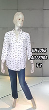 Un jour Ailleurs Taille 38  Chemise manches longues blanche imprimé zèbre