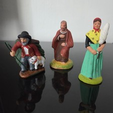 3 Santons Signés RICHARD Marseille Aix Provence Anciens Crèche Noël 
