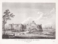 Dijon Château Côte-D'Or Bourgogne Vue Estampe Gravure Engraving Kupferstich 1780