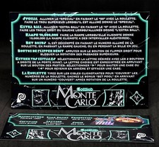 Gottlieb Monte Carlo 1987 Cartes Instructions Flipper Custom Pinball FRENCH