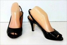 PACO HERRERO Escarpins Ouverts Cuir Vernis Noir T 40 TBE