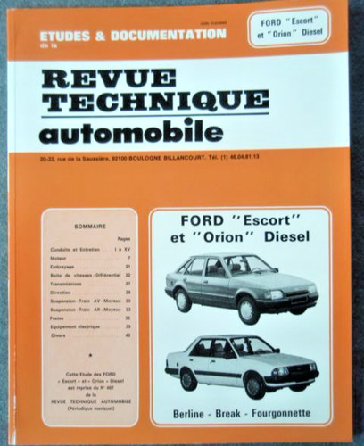 Revue technique ford escort - technique,