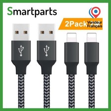 Pack de 2 Câble pour iPhone Chargeur 2m Cable en Nylon Tressé avec Connecteur en