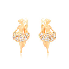 Boucles d'Oreilles - Enfant - Dormeuses - Danseuse - Plaqué Or Jaune 750/1000