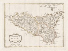 Sicile Île Italie Carte Borghi 1789