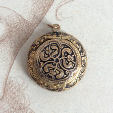 Boite à Poudre Pilules à Miroir Pendentif Métal Art Nouveau  1900 - Gui