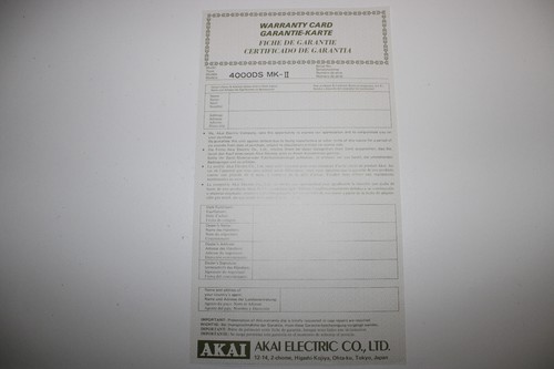 Fiche garantie akai - akai, 4000ds