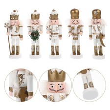 5 pièces délicates figurines casse-noisette décoratives en bois à suspendre pour bureau Noël