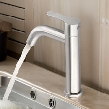 Robinet de lavabo moderne monté sur pont en acier inoxydable 304 pour eau froid