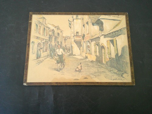Gravure dessin gouache - gouache, estampe