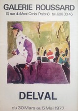 ROBERT DELVAL  AFFICHE LITHOGRAPHIÉE EXPOSITION GALERIE ROUSSARD  PARIS 1977