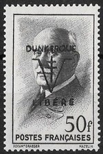 LIBÉRATION..RRR..DUNKERQUE..N°14a..50f** ESSAI de la Sge en Noir..signé P.Mayer