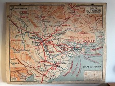 Carte Affiche scolaire Vidal Lablache n°45 Delta du Tonkin / Indochine du Nord