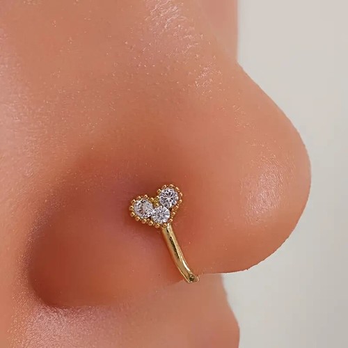Faux piercing cœur zircon - piercing,