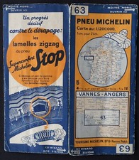 Carte MICHELIN 63 BRETAGNE VANNES ANGERS 1934 Guide Bibendum pneu tyre map