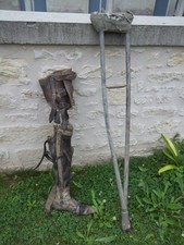 lot Jambe articulée prothèse de guerre 14/18 (WW1) + béquille équipement militai