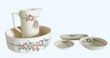 BROC ET VASQUE NECESSAIRE DE TOILETTE EN CERAMIQUE DE SAINT AMAND  5 PIECES 