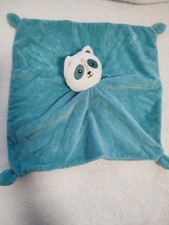 doudou plat raton laveur panda koala blanc bleu GEMO  com9 etiq coupée