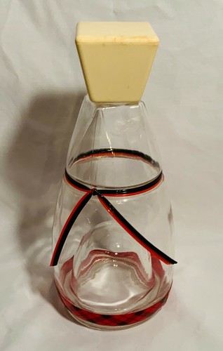 Vintage glass bottle with red - glass,