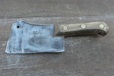 Superbe Feuille (Coupret) de boucher "M.R.J." Manche chêne. Fin XIX ème s.