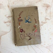 Carnet de Bal SOUVENIR Hirondelle Carton Brodé et Peint 1900