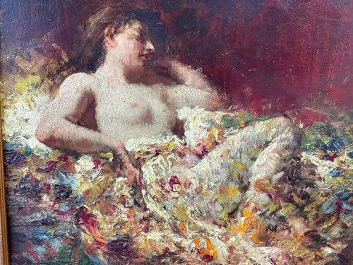 Superbe huile sur - , panneau