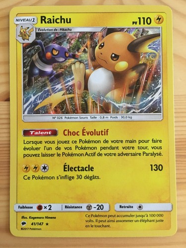Carte pokémon holo raichu - holo,