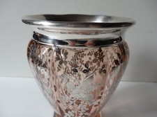 SUPERBE VASE ANCIEN CRISTAL A 8 PANS DECOR ARGENT RELIEF BACCARAT ST LOUIS DAUM