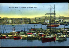 MARSEILLE (13) BARQUES de PECHE & VOILIER au VIEUX PORT en 1933