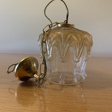 Abat-jour Bicolore pour Suspension / Verre Moulé Opaque / Vintage 50