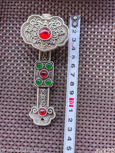 Tibetan silver carved - 4.7"in,