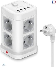 Multiprise USB 8 Prises, Bloc Tour Multiprise Electrique USB avec 4 Ports USB