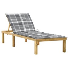Bois de Pin Imprégné Chaise Longue avec Coussin Rouge Bain de Soleil vidaXL