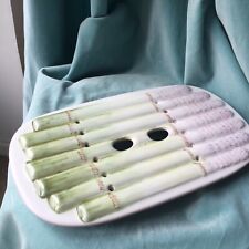 French Quimper Majolica Asparagus Strainer Serving dish Ceramic hand painted 11”