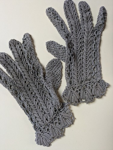 Paire gants gris crochet - paire,
