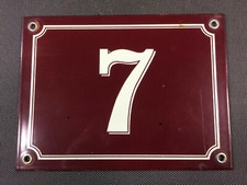 Ancienne plaque émaillée de rue NUMERO 7 format 20cm x 15cm déco meuble vintage