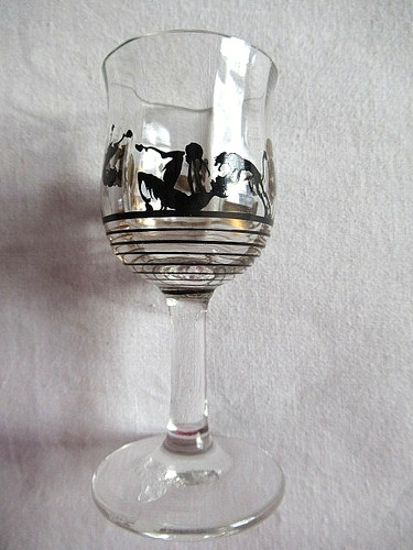 Ancien verre liqueur peint - verre,
