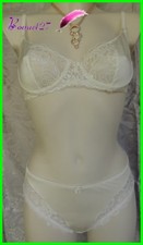 Ensemble MIRIALE Soutien Gorge Blanc Cassé dentelle 95B et Slip taille L - AE39